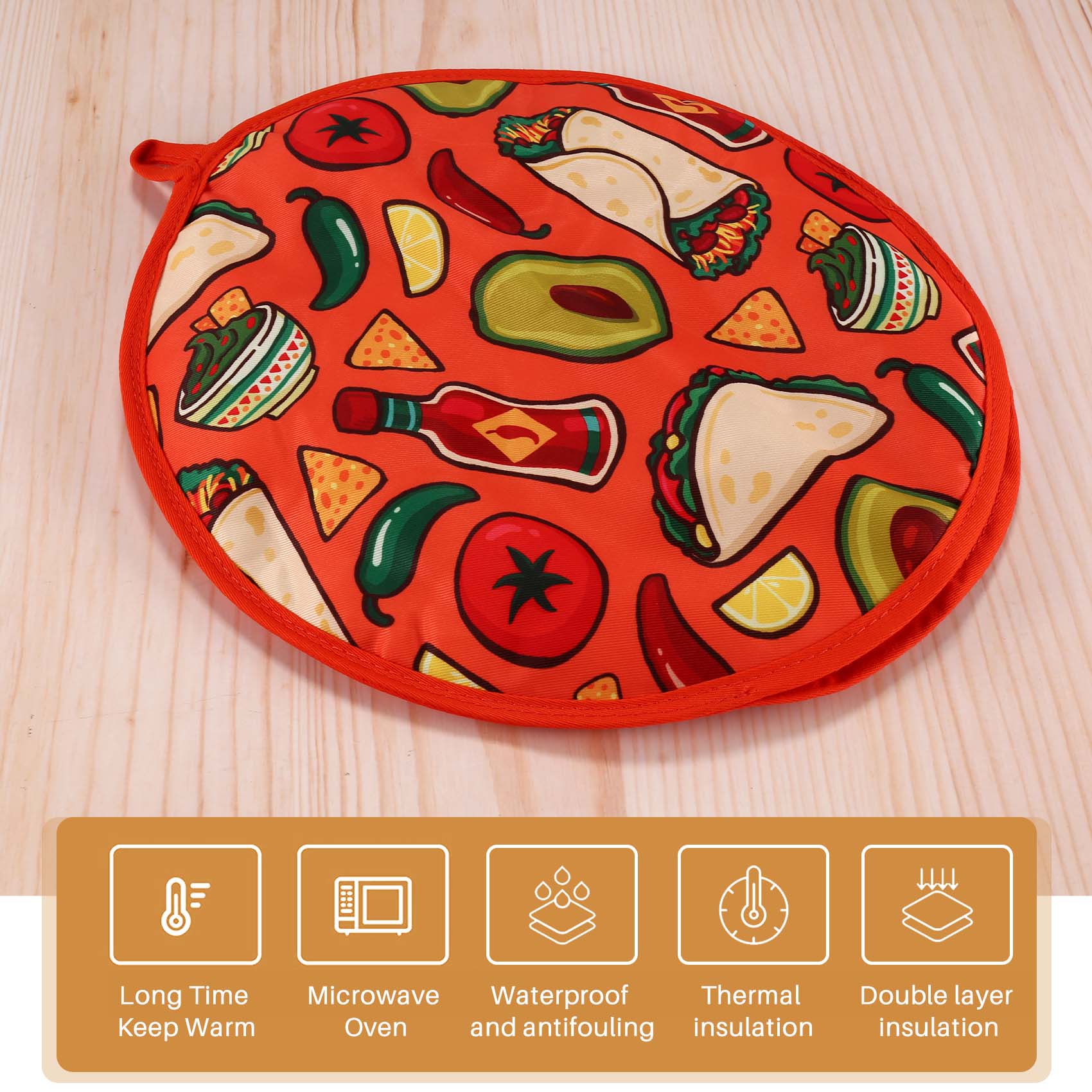Tortilla Warmer Cloth - 12inch Cloth Bag for Burrito,Portable Tortilla