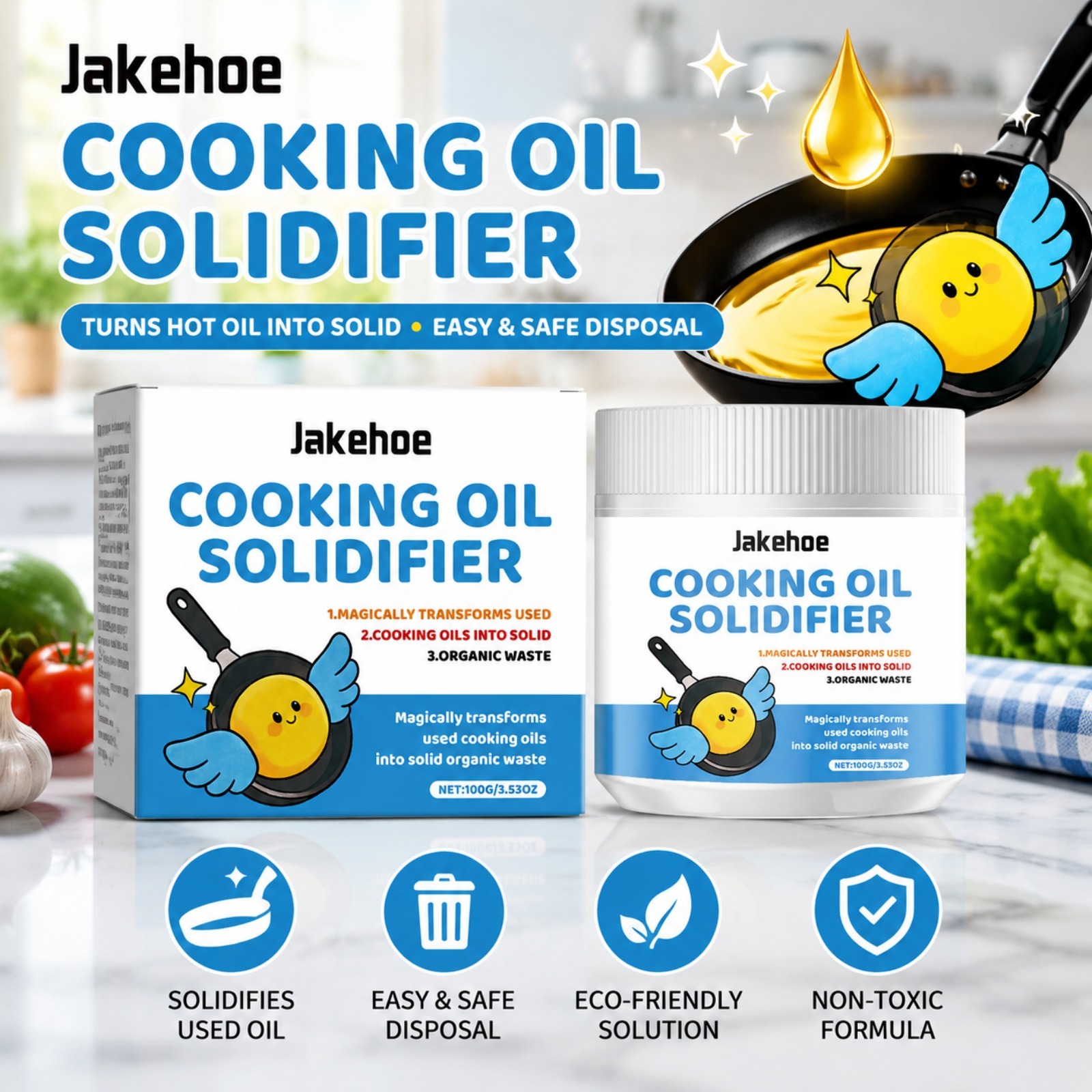 Home Cooking Oil Disposal - Cooking Oil Solidifier Powder Prevents Clogged