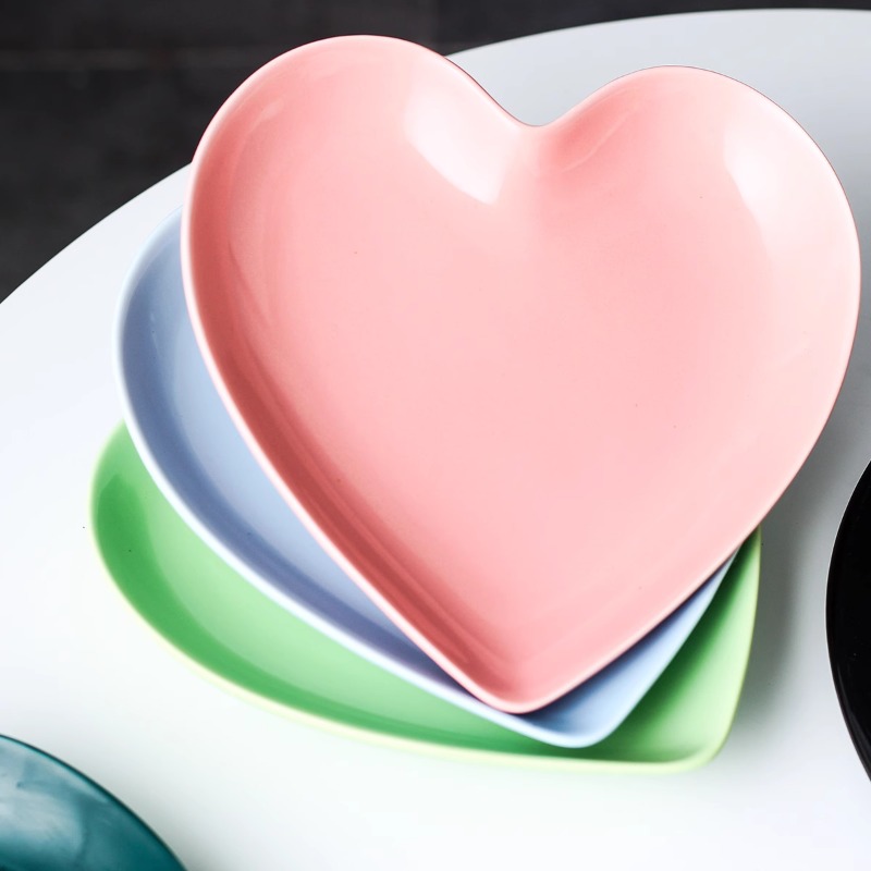 Home Cooking Order - Creative Pink Heart Ceramic Plate Home