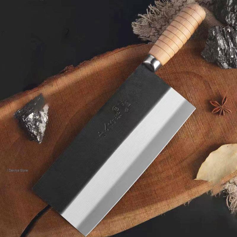 Wok Carbon Steel - Kitchen Knife Professional Chinese Chef's Cleaver