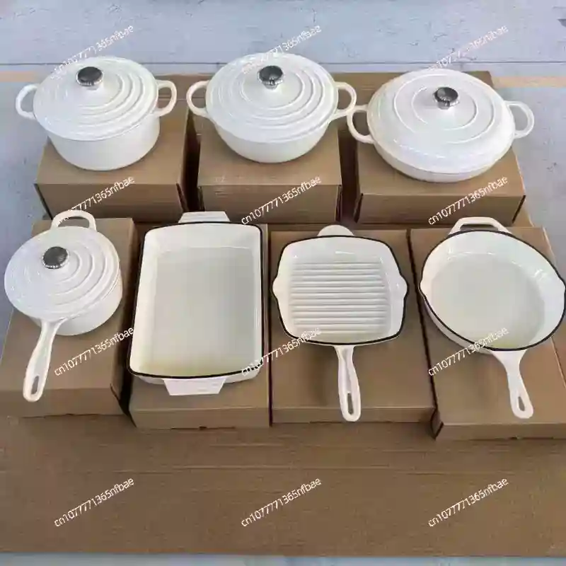 Dutch Oven Enamel - 7-Piece Cast Iron Enamel Dutch Oven