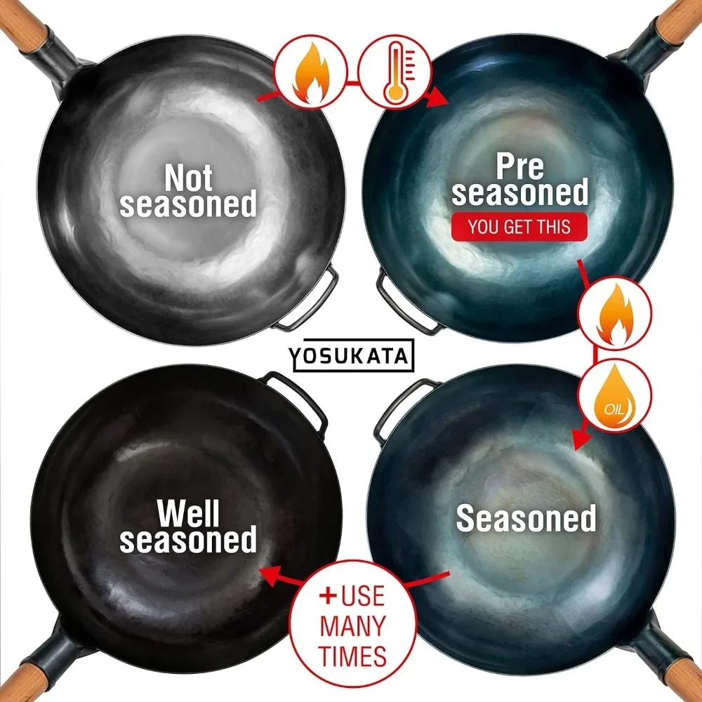 Wok Carbon Steel - A Flat Bottom Wok Pan -
