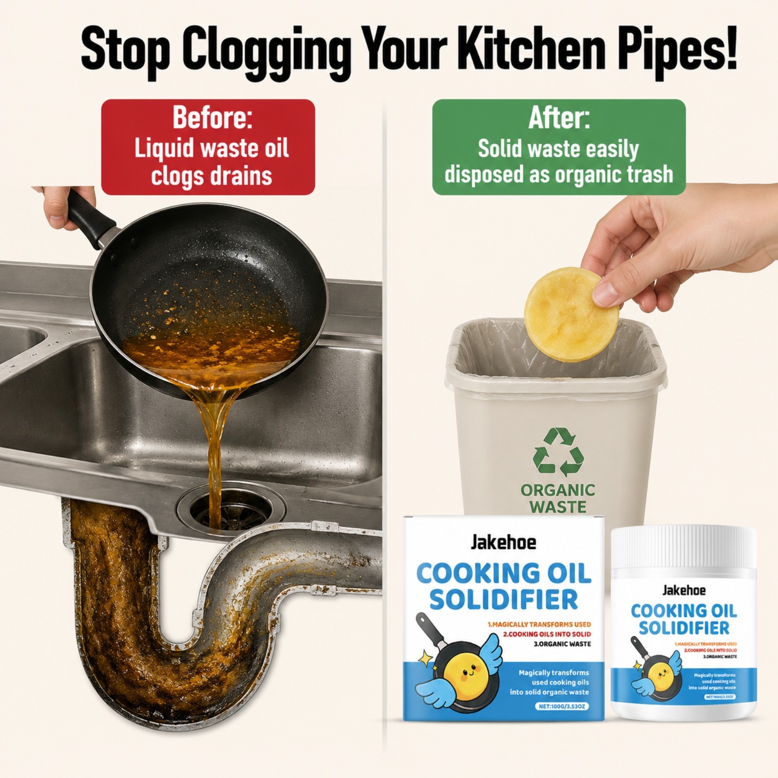 Cooking Oil Solidifier Powder  - đánh giá và giá Home Cooking Oil Disposal