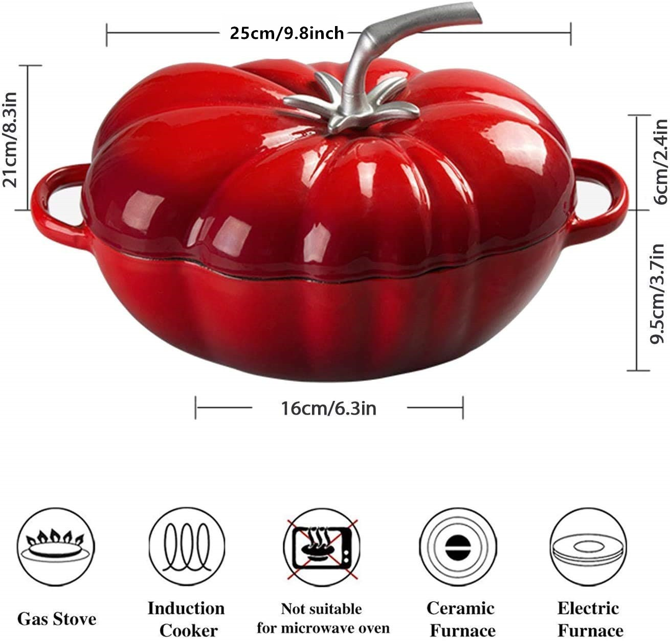 25cm Tomato Enameled Cast Iron - đánh giá và giá Dutch Oven Enamel