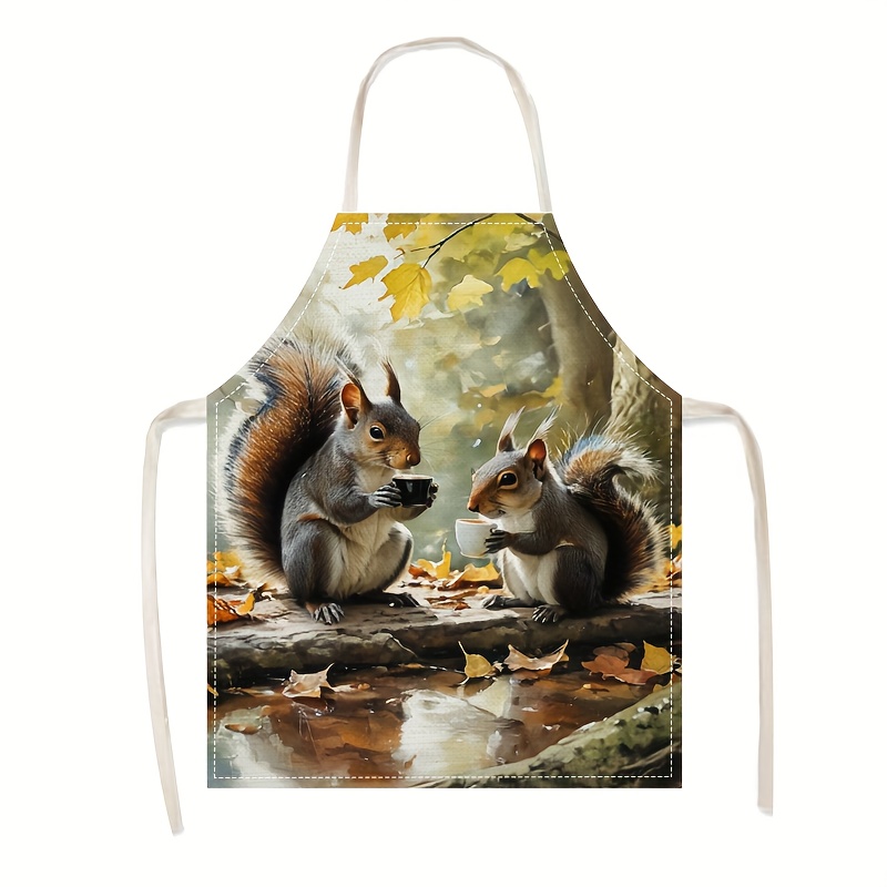 Linen Apron Squirrel Coffee Sc - đánh giá và giá Home Cooking Ideas