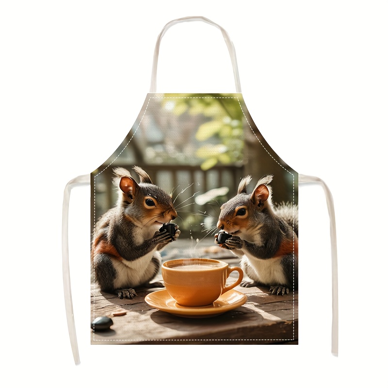 Linen Apron Squirrel Coffee Sc - đánh giá và giá Home Cooking Ideas