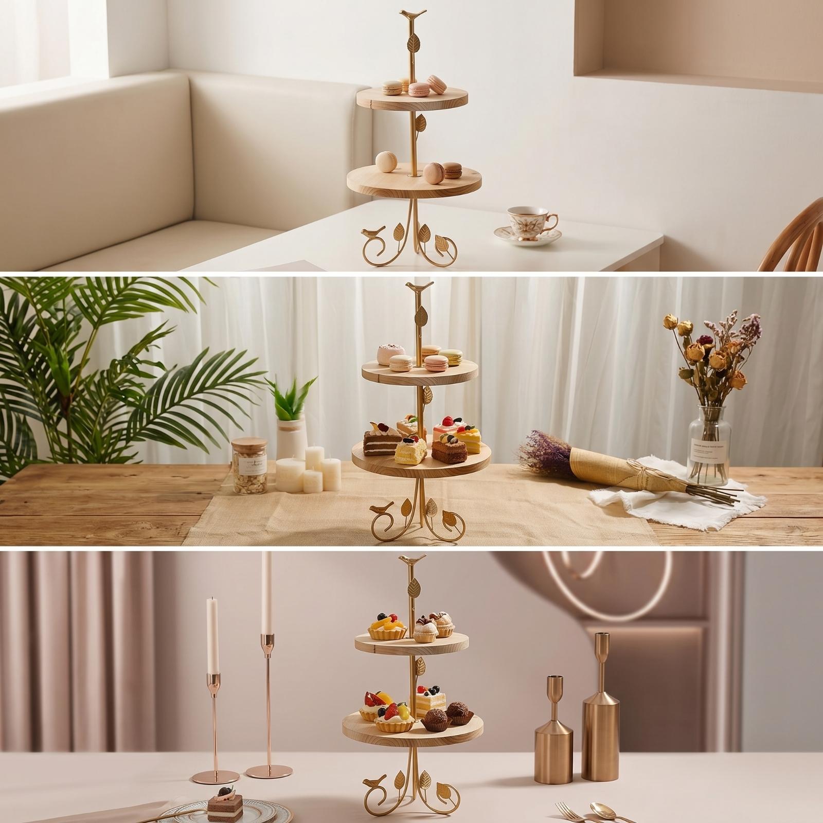 Two-Tier Dessert Stand Gold Cu - đánh giá và giá Home Cooking Host