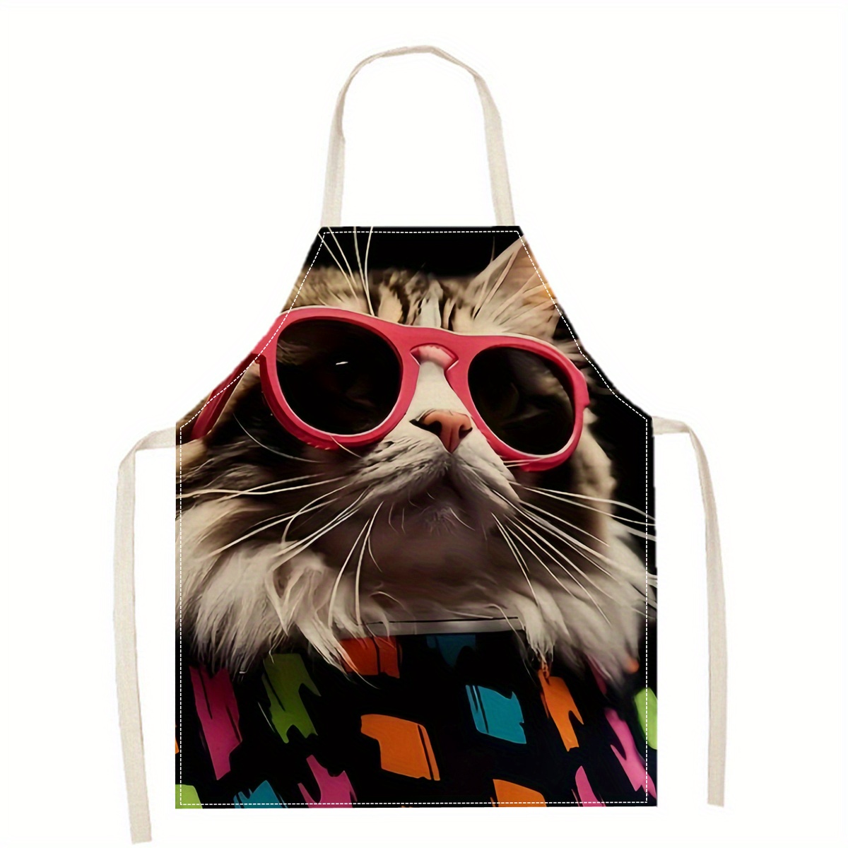 Linen Apron Funny Cat Sunglass - đánh giá và giá Home Cooking Ideas